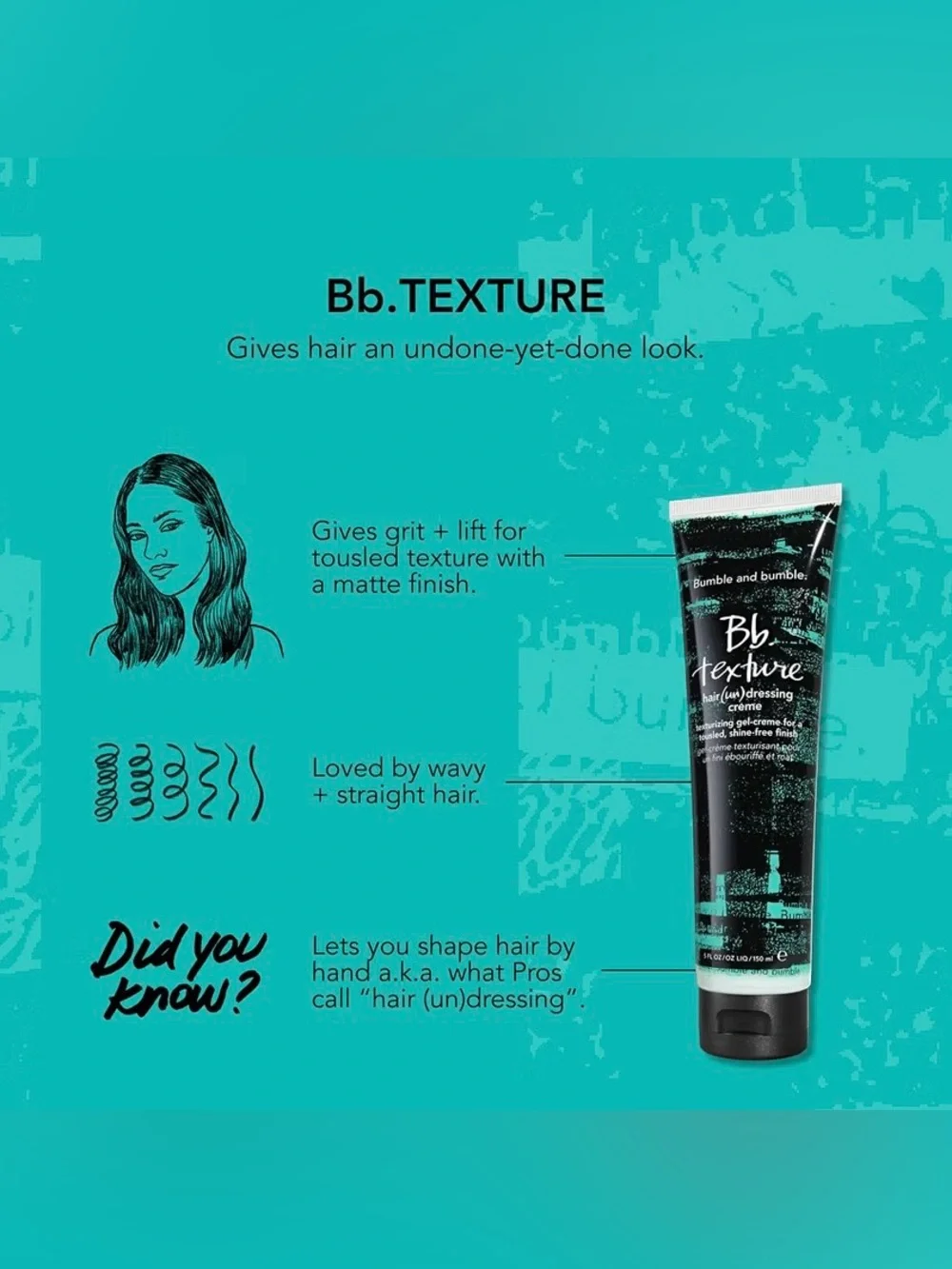 Bumble and bumble Texture Un(dressing) Styling Cream 5 oz Volume Matte Finish